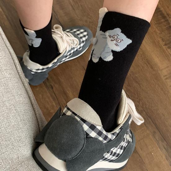 Cat Socks with 3D Balls Cute Cartoon Cat Socks Cheeky Kitten Funny Crew Socks Birthday Holiday Gift for Women Cat Lovers