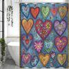 Cartoon Love Decorative Pattern Shower Curtain, Bathroom Decorative Shower Curtain, Waterproof Shower Curtain with Hooks