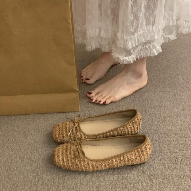 Women's Flats Fashion Ballet Flat Shoes Square Head Shallow Mouth Single Shoe New Breathable Casual Single Shoes for Women Flats