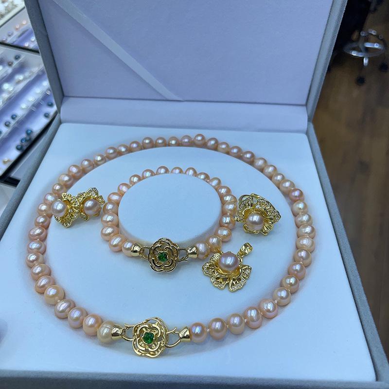 Versatile Five-Piece Natural Freshwater Pearl Necklace Set for Women