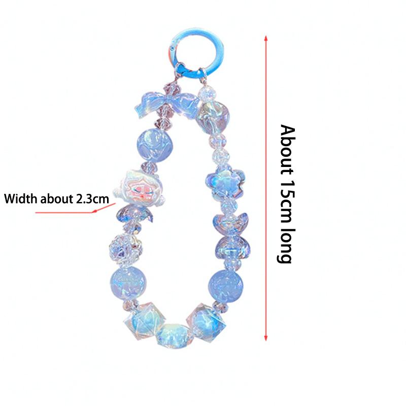 Kawaii Cute Bubble Mart Beaded Phone Chain Cartoon Keychian Pendant Backpack Decoration Accessories  Diy Beaded Keychian