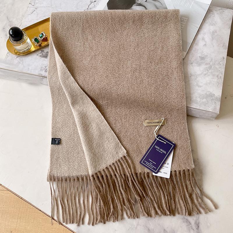 Cashmere scarf men's and women's winter double-sided high-end water ripple shawl high-end gift
