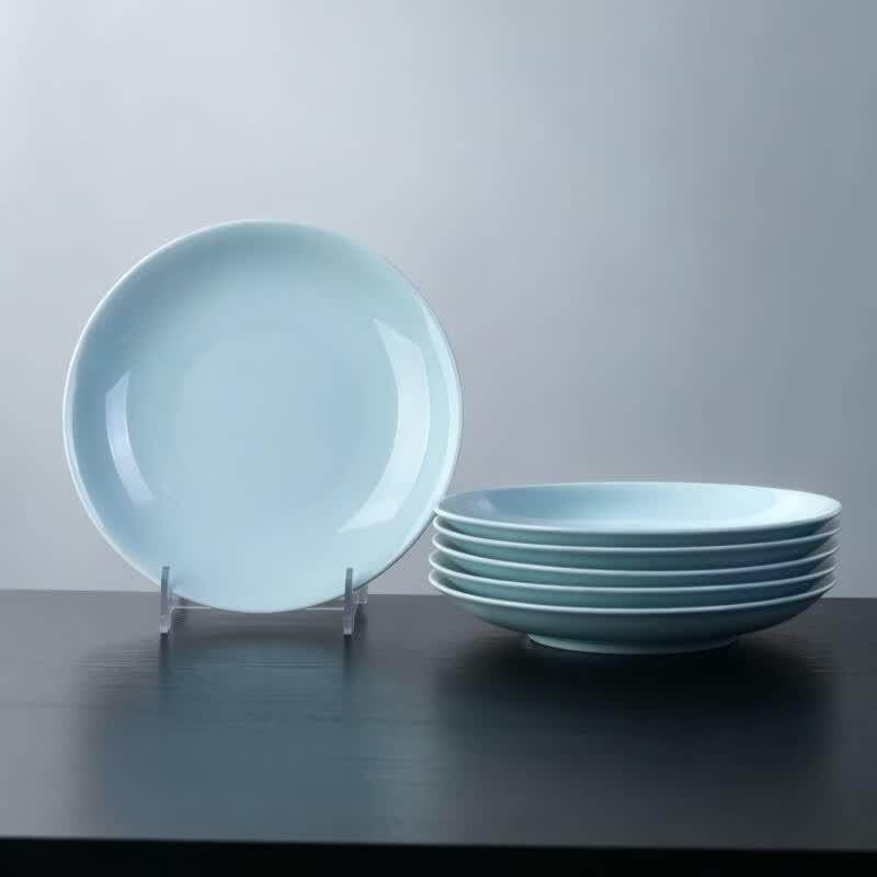 Haoya Jingdezhen Celadon Ceramic Dinner Plates - 8-inch, Set of 6
