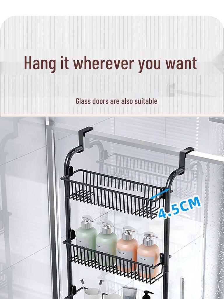 No-Drill Door Hanging Basket Organizer - Multi-Layer Storage Rack for Bathroom