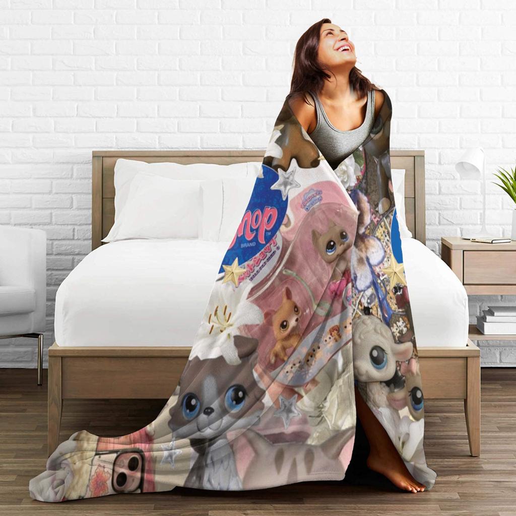 Littlest Pet Shop Blanket  Soft Warm Street Trend Plush Throw Blanket For Children Couch Bed Flannel Bedspread Bed Cover