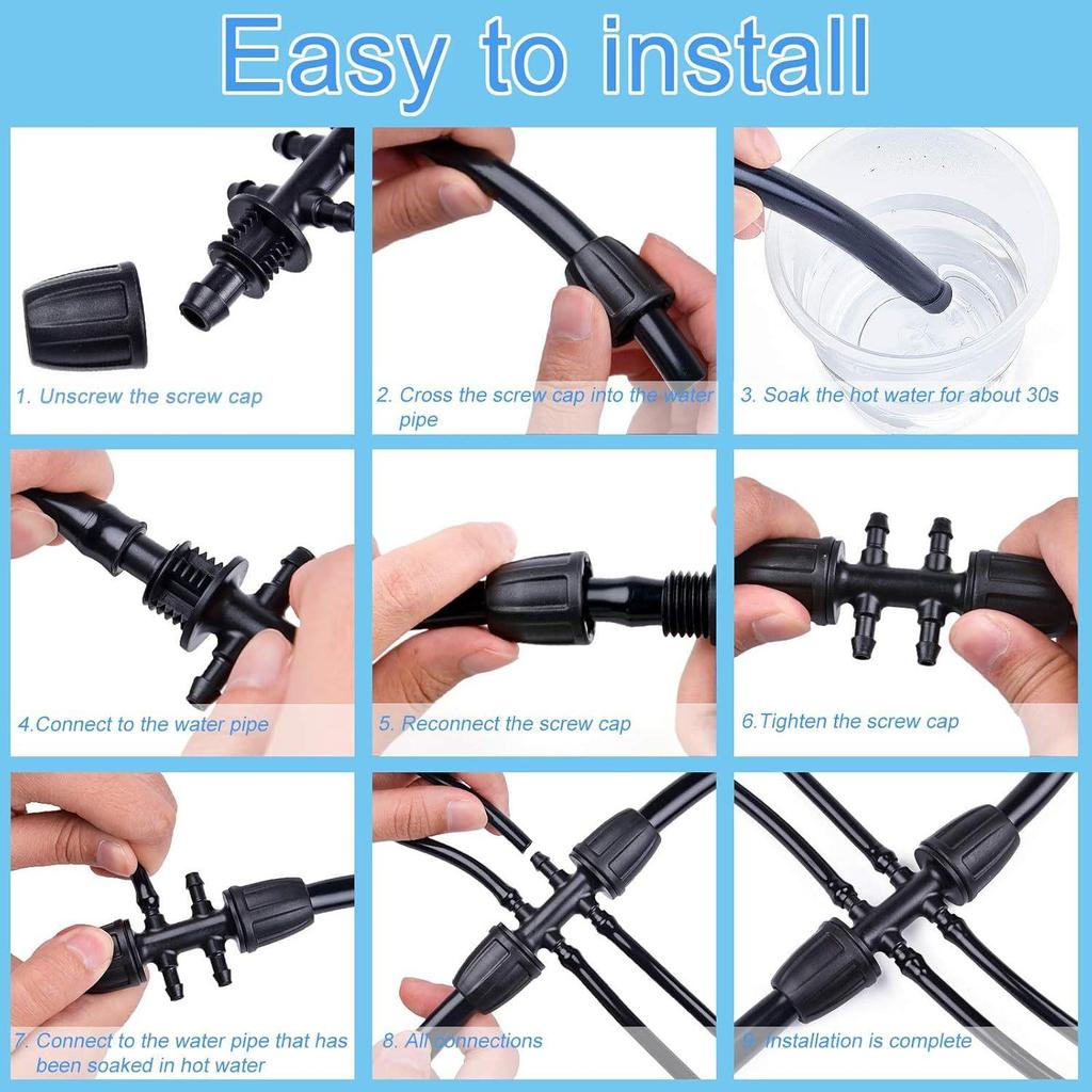 8/12 Irrigation Soft Hose Double Lock 47 Turn Six-Way Garden Watering Connector