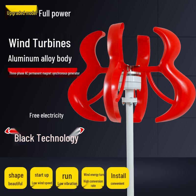 500W Red Gourd Vertical Axis Wind Turbine – 12v/24v Wind-Solar Hybrid Energy Generator 500W 24V