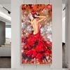 Sexy Woman In Red Dress Painting of Girl Back Painting Vertical Wall Dancer Gifts Abstract Creative Graffiti Modern Fashion Art Figure Posters Prints