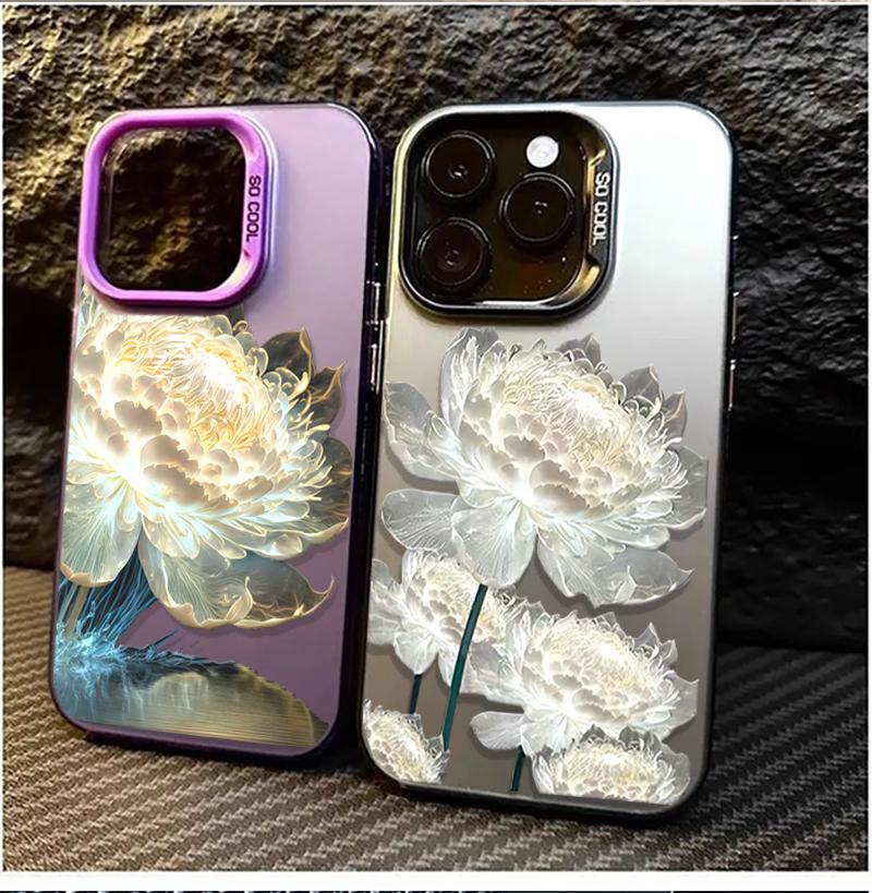 Luxury Lotus Flower Electroplate Case For OPPO A5 A3 A6 PRO A60 A79 A18 A38 A78 A74 A94 A58 A3X A40 A5X A6X RENO 5F 5 6 Lite 8 7
