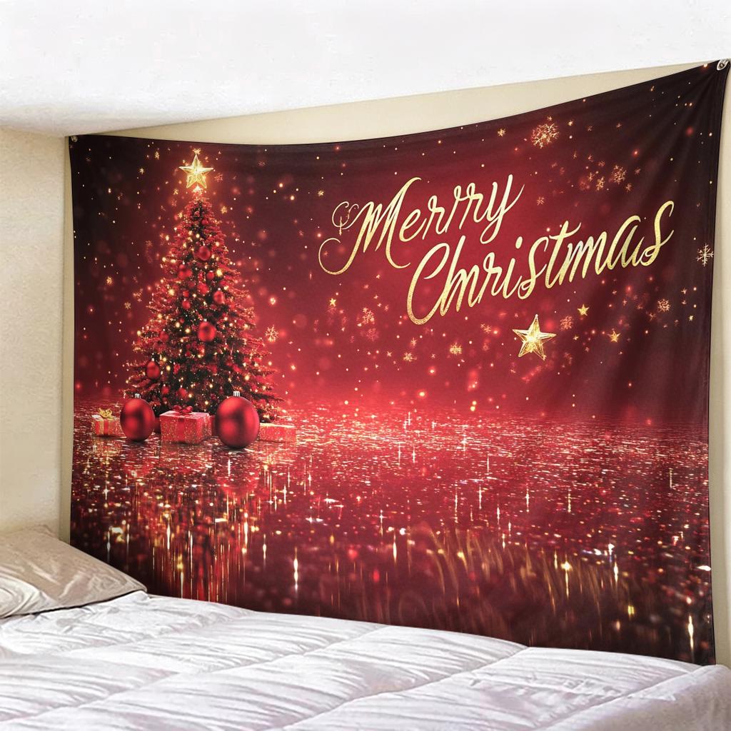 Christmas Psychedelic Tree Landscape Tapestry, Glowing Pink Forest Wall Hanging, Mystical Moon  River Backdrop for Room Decor