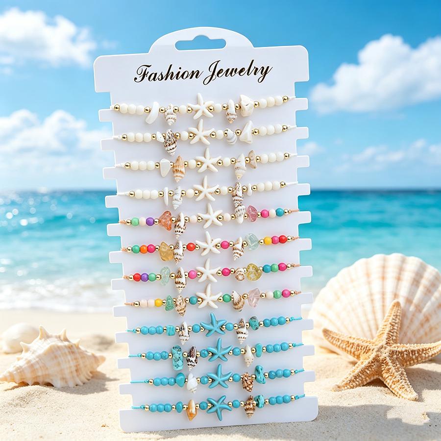 Noter New Bohemian Women String Bracelet Cute Starfish Conch Fish Marine Animals Charm Braslet Beach Vacation Jewelry Versatile