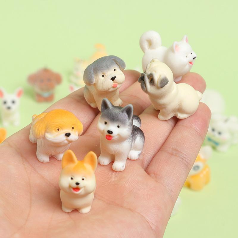 Cute Resin Dog Figure Realistic Animal Statue Mini Desk Car Decor Micro Landscape DIY Craft Ornament Gift