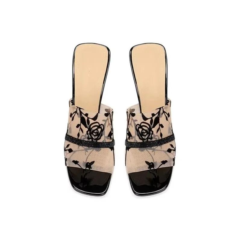 Fashion Women's Fashion Color Block Sexy Open Toe High Heel Sandals Summer PU  Outdoor Casual Party Dress Women's Slippers