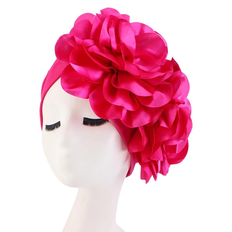 New Woman Muslim Hijab Caps with Big Flower Turban Bonnet Islamic Wrap Head Inner Cap for Hijabs Trendy Headdress 2025 New