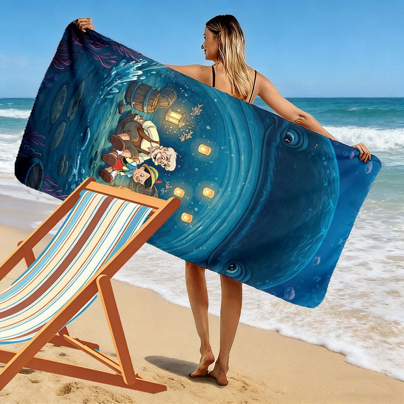 Pinocchio Legacy Print Beach Towel, Large Soft Quick Dry Towel for Beach Camping Swimming