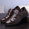 New men's leather sandals hollow breathable non-slip wear-resistant casual Korean version of middle-aged and elderly dad shoes 2025 direct sales
