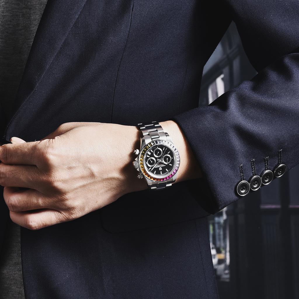 Pagani Design Ny TOP Merke luksus herreklokke med boks Multifunksjon 30M vanntette lysende herrekvartsklokker