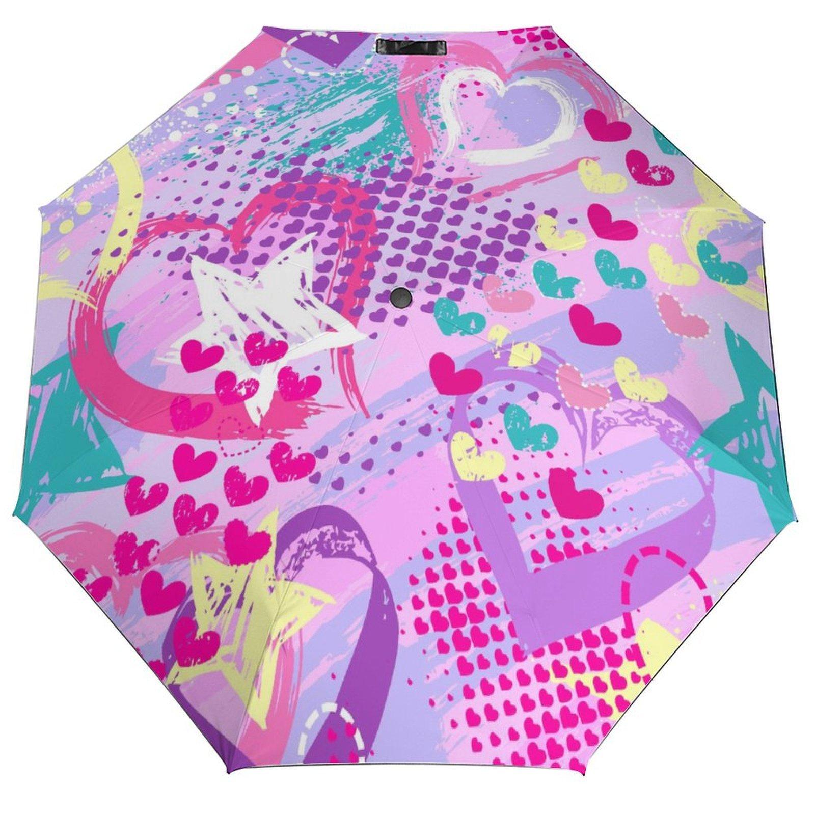 

1 Pack Automatic Umbrella With Windproof Construction And Waterproof Layer For Travel In Urban Graffiti Style чорний