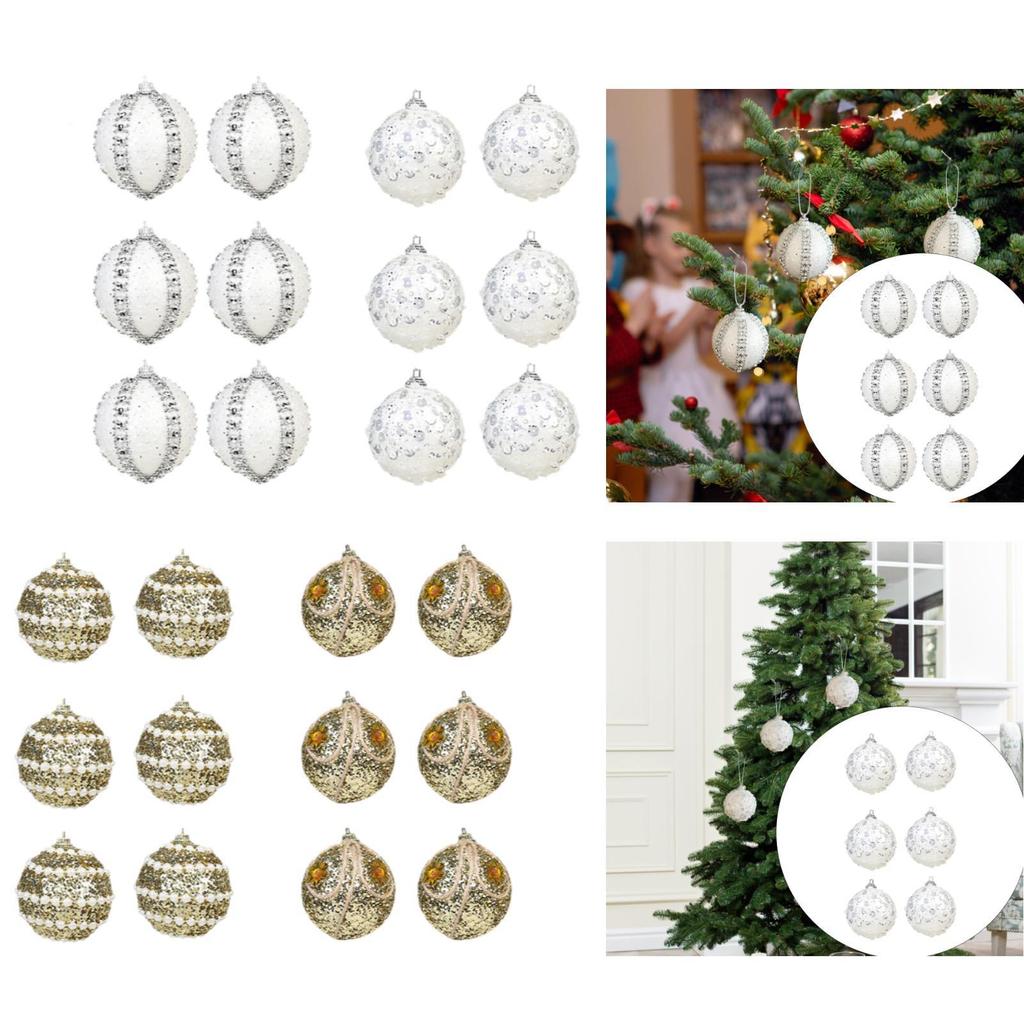 Set of 6 Christmas Ornaments for Tree, DIY Hanging Balls 5.5cm