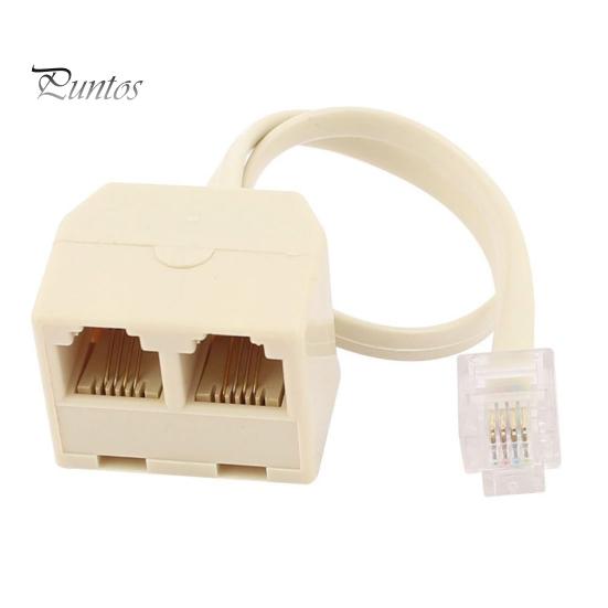 RJ11 6P4C Erkek - Dişi 2 Yollu Çıkışlı Telefon Jakı Hattı Ayırıcı Adaptör