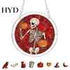 Ghost Themed Halloween Sign Acrylic Puzzle Decor, 2D Pumpkin Skeleton Hanging Sign, Faux Decoration Stained Glass Spooky for Party Home Stress Relief