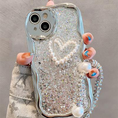 Per Apple 16 15 14 13 Pro Max Custodia per Telefono Cellulare Full Star Iphone 12 Plus Forma di Cuore Braccialetto di Perle Cover Pattern Custodia
