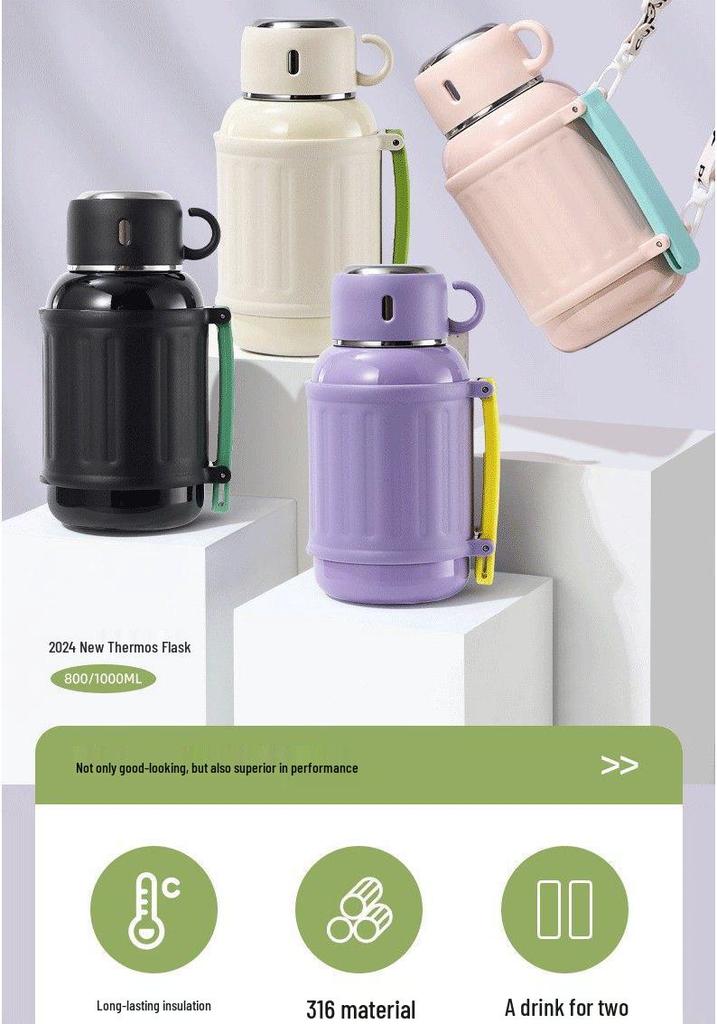 Large Capacity Insulated Thermos Flask – Portable Water Cup for Students, Men & Women