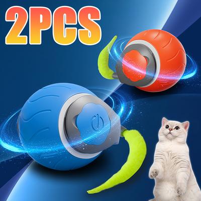 Interactive Cat Toys Ball  Automatic Rolling Ball Faux Tail Rechargeable Smart Pet Electric Toy Dog Cat Training Imitate Mouse
