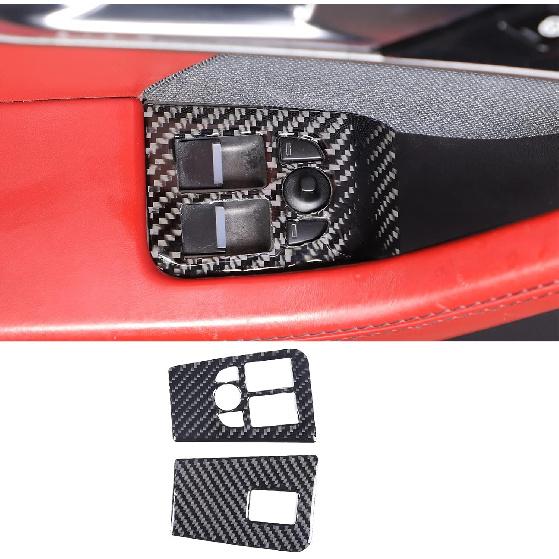 Daeiclru Car Window Lift Switch Cover Compatible with Jaguar F-Type 2013-2022, Window Lift Switch Frame Cover Panel Trim Decoration Sticker, Window чёрный