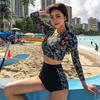 Conservative High-Waisted Long-Sleeve Sun Protection Swimsuit: Quick-Drying, Belly-Covering, Split Design for Diving & Hot Springs