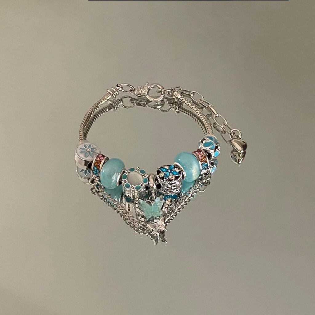 Schmetterlings-Charms Perlenarmband Für Damen und Herren Mit Vintage Silberfinish Als ReiseGeschenk