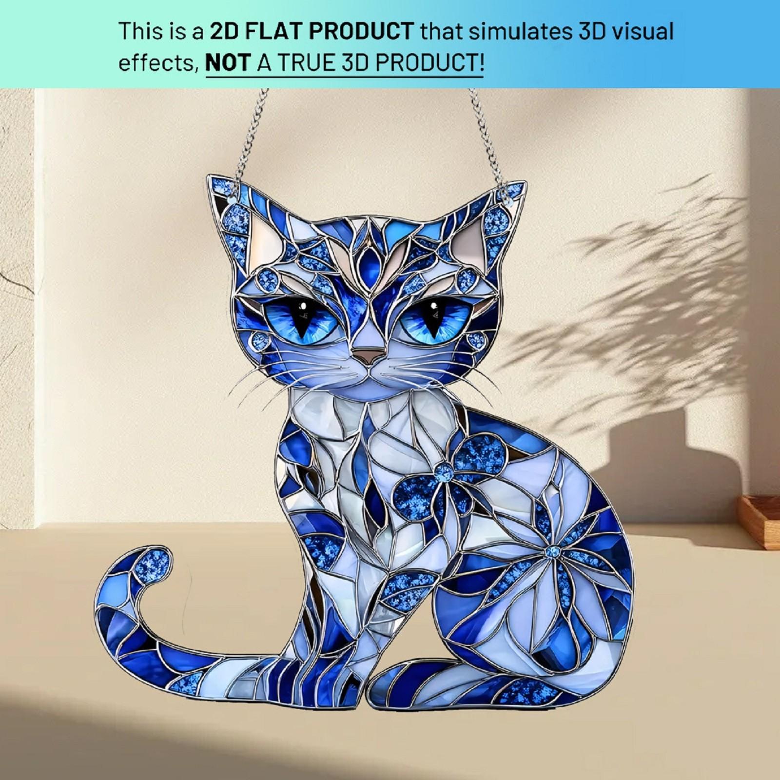 

2D Акриловый Синий Ловец Света Кошка Декоративная Подвеска One Size