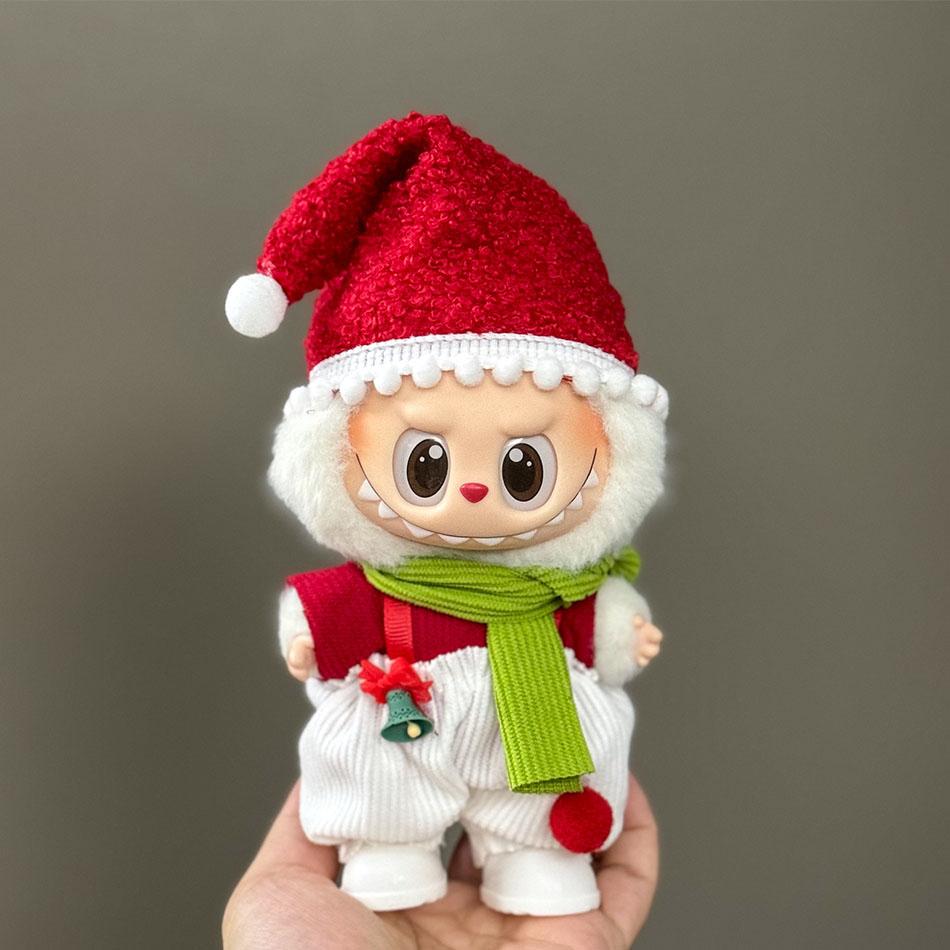 For 15-17cm Labubu V1/V2/V3 Mini Doll Clothes Outfit Merry Christmas Hat ClothesScarf Elk Snowman Doll Accessorie Party Game Toy