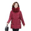 Medium and Long Loose Winter Middle-aged and Elderly Large-size Fur Collar Hooded Warm Jacket