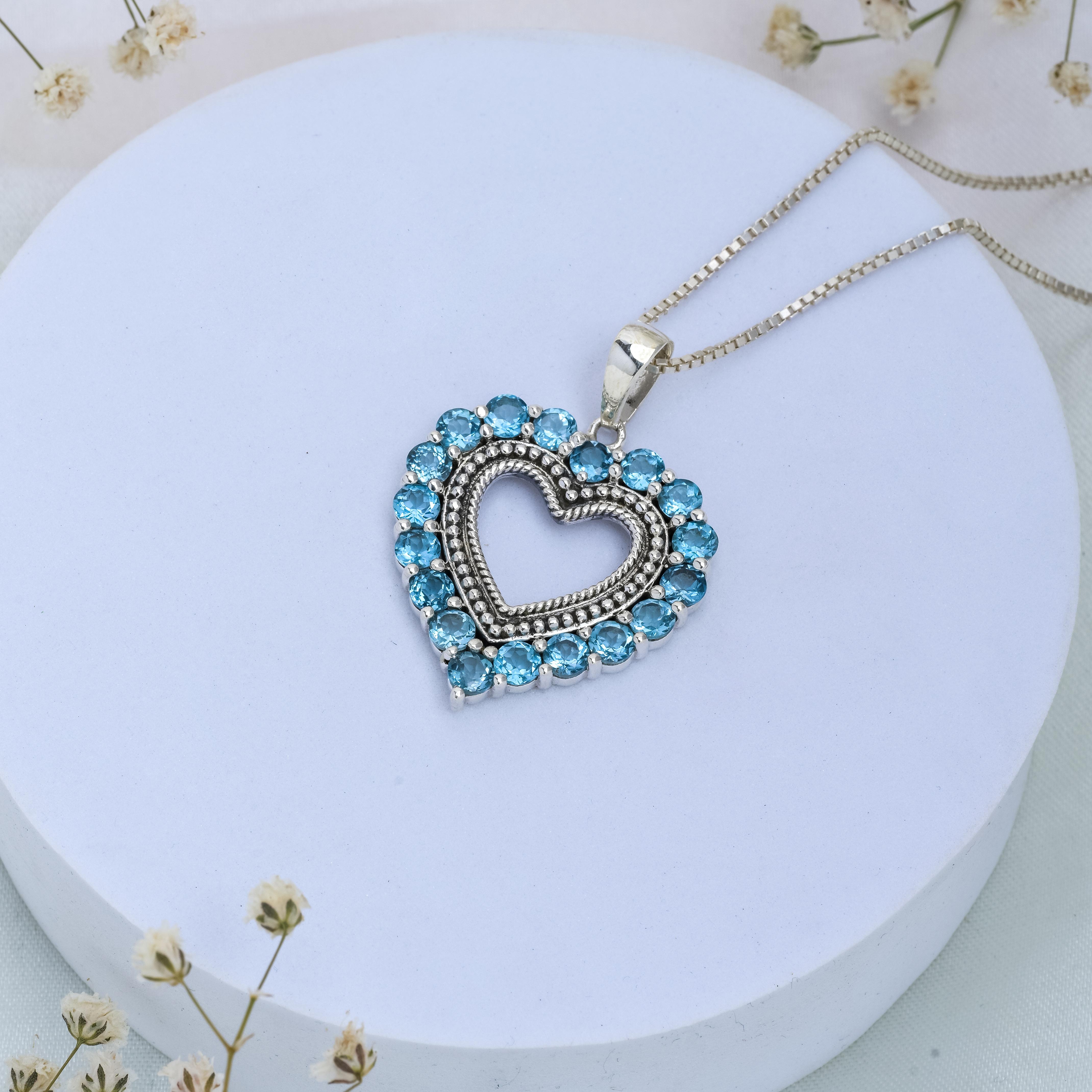 

Gemstone heart pendant 925 silver charm jewelry zivori pendant for her