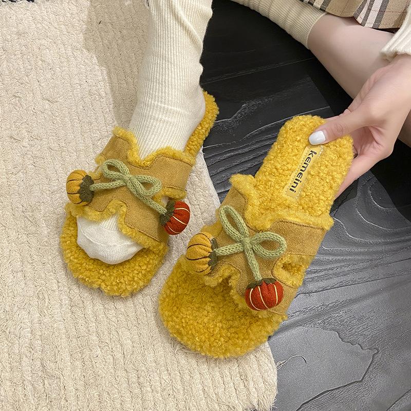 Fashion and versatile casual warm cotton slippers for women in the autumn and winter of 2025, new milk huhu warm huhu outer wear Mao Mao shoes