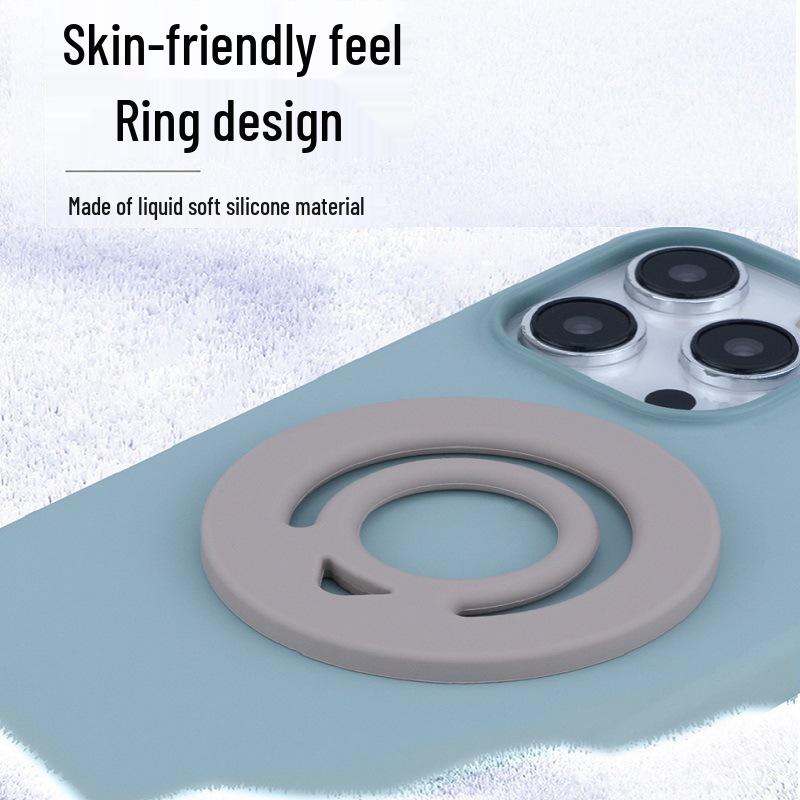 Liquid Silicone Magnetic Finger Ring Holder for Apple 12-16 Phones - Magnetic Suction Bracket for Lazy Grip