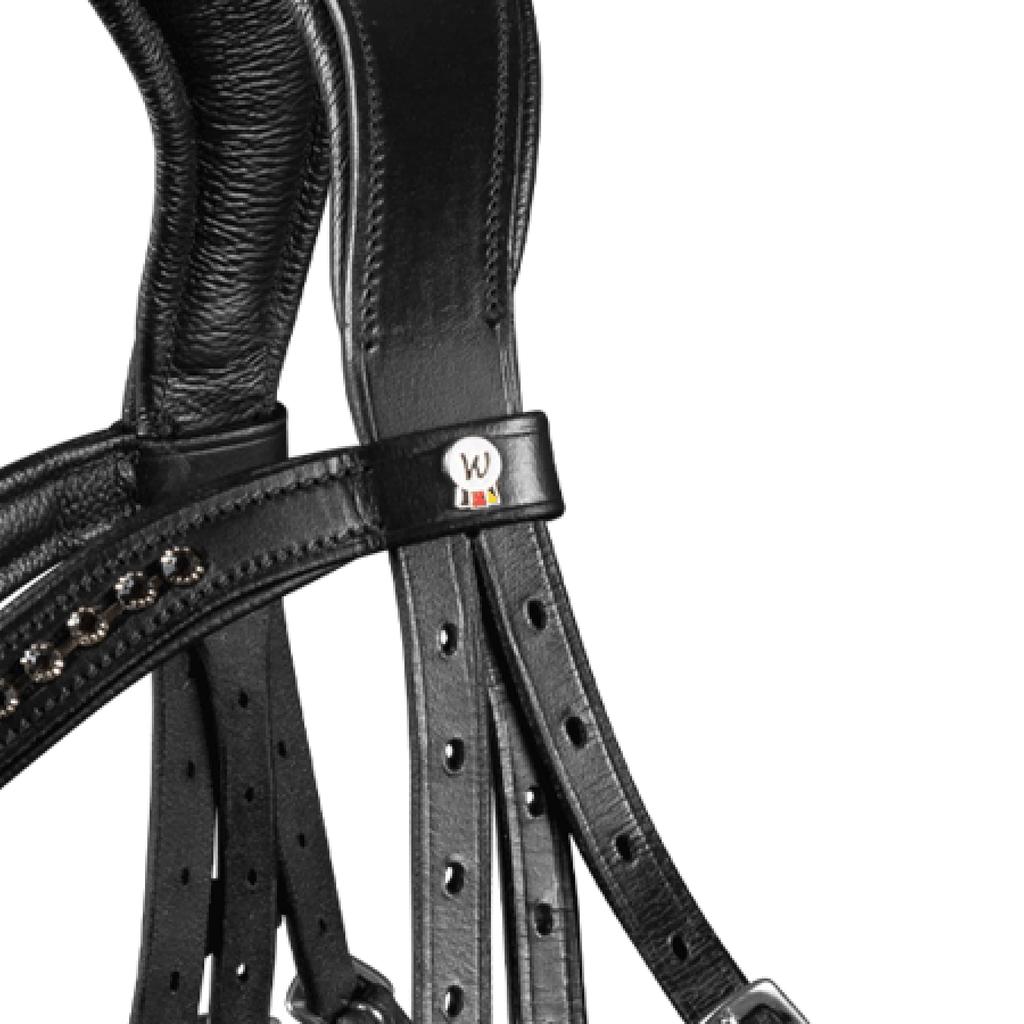WALDHAUSEN Bridle with Black Rhinestones and Full Reins, X-LINE, Black, Size, W-HA-9579401