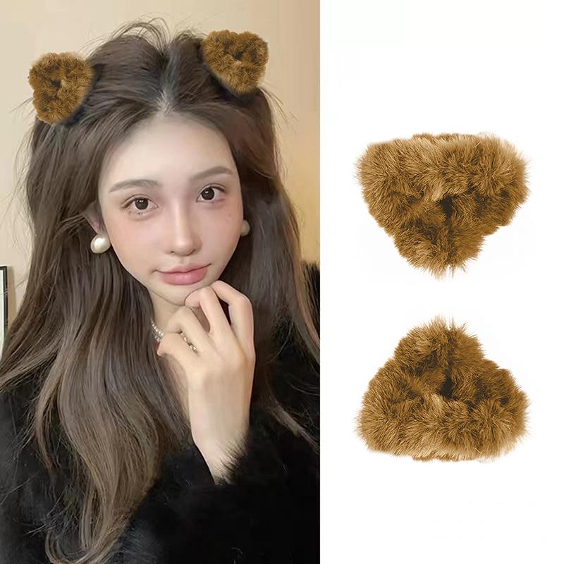 2 st söta kattöra plysch hårspännen små fluffiga hårklor vackra kvinnor hårnålar mode huvudbonader för flickor håraccessoarer