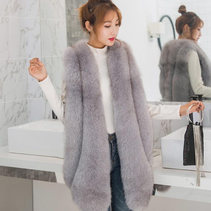 Haining Fur Autumn and Winter New Fox Fur Women's Casual Fur Coat Imitation Fur Vest