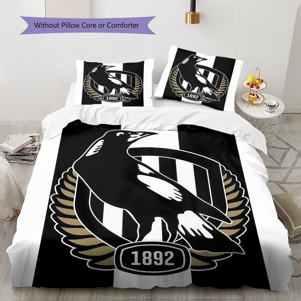 Magpies de Collingwood Set de Colcha con Patrón Decoración del Hogar Regalo (1 funda nórdica + 2 fundas de almohada sin relleno.)