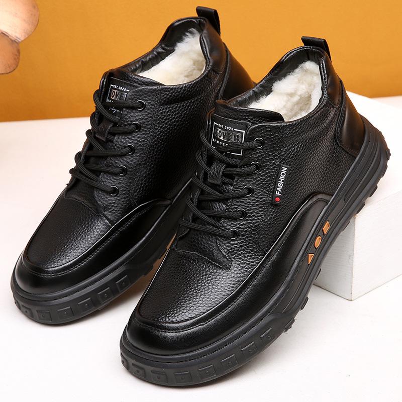 Fashion Winter Men Boots Casual Men Bussiness Cotton Boots Sneakers Warm Snow Boots Leather Non-slip Men Leisure Boots Bota Masculina