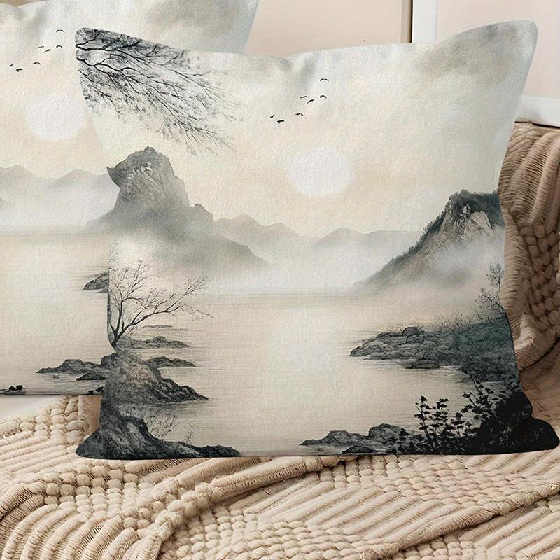 

Abstract Blue and Gold Swirl Pattern Throw Pillow Cover for Modern Sofa Decor 16x16Inch