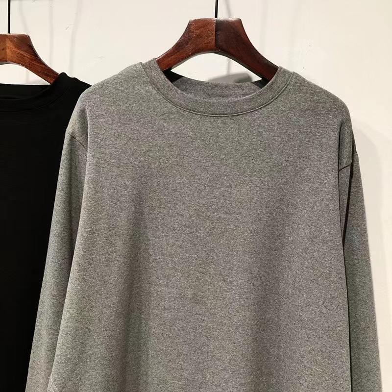 New Autumn and Winter Loose Irregular Slit Mid-length Bottoming Long-sleeved Solid Color T-shirt for Women