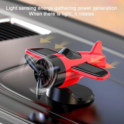 Yousheng Solar Powered Airplane Car Decor Dynamic Dashboard Ornament with Gliding Motion Silent Propeller Rotating  Small Airplane Drift Accessories
