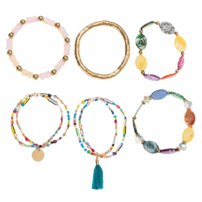 Handmade Bohemian Style Colorful Seed Bead Tassel Bracelet Women Layering Jewelry Geometric Design
