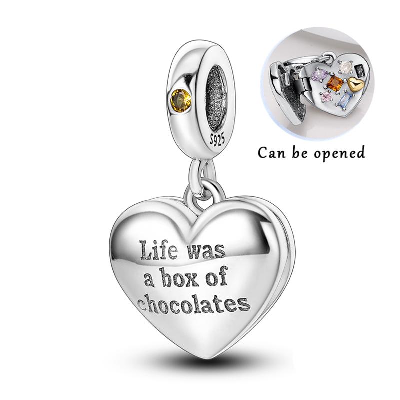 Charms Beads Pendant Copper Openable Heart Suitcase Egg Charm Fit Original Bracelet Women Man Diy Fine Jewelry Gift
