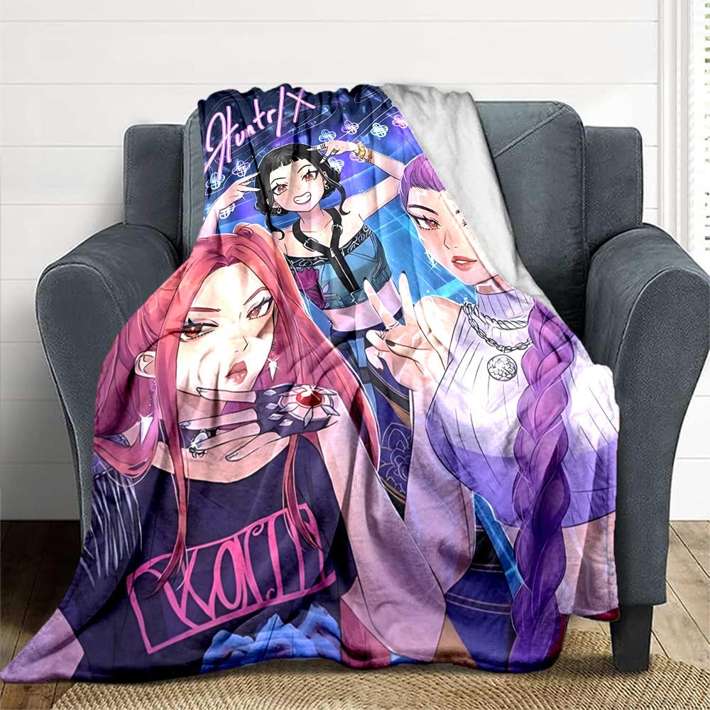 1PC Huntrix, K POP Blanket, Throw For Sofa, Bed, Travel, Camping, Livingroom,