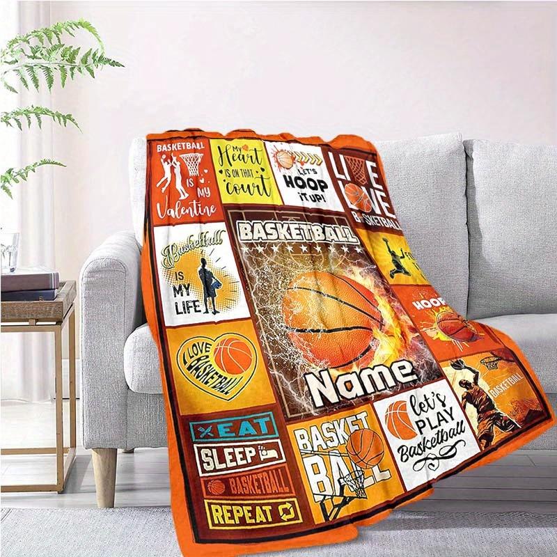 Flame Basketball Customize Your Name Blanket Warm Comfortable And Soft Blankets Are Suitable For Home Chairs Office Sofas Sofas Office Camping And