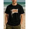 European Sizes Retro Flag Motivational Urban Style Summer Tee, Crew Neck Shirt, Sleek And Trendy for Men, All-Purpose Everyday Top